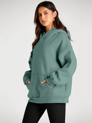 Vista 69 de Trendy Queen - Sudaderas extragrandes con capucha para mujer, suéteres de manga larga, sin botones, de vellón, de otoño, ropa de invierno