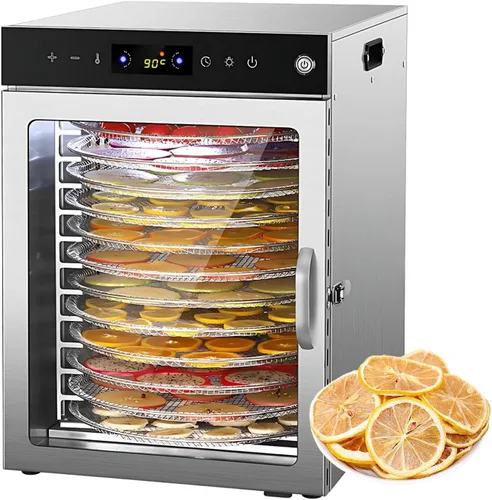 Vista 8 de Electric Food Dehydrator Multi Tray Dehydrator, Stainless Steel Rotary Food Dryer with Touch Panel, 10/12/16 Tray Design, Adjustable Temperature
