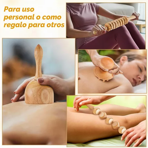 Vista 3 de Amylove Kit de maderoterapia 21 en 1, herramientas de masaje de terapia de madera, herramientas de terapia para esculpir el cuerpo, alivio del dolor