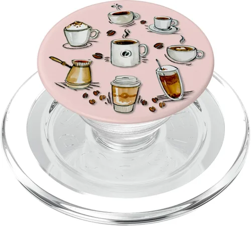 Vista 8 de Lindo café café con leche para mamá Cafe rosa PopSockets agarre y soporte para teléfonos y tabletas, Negro