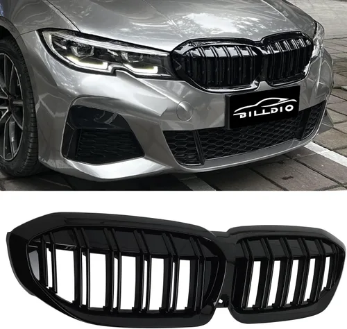 Vista 32 de Parrilla G20 - Parrilla de Riñón Negra Compatible con Serie 3 G20 316i/318i/320i/328i/330i/335i/340i de 2019-2022 Negro Brillante Diamante