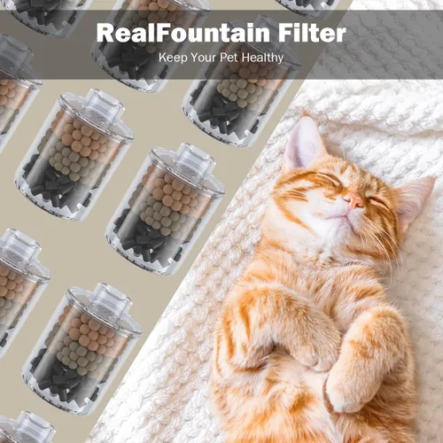 Vista 4 de RealPura Filtro de Fuente de Repuesto de 6 Piezas Compatible con Dispensador de Agua RealFountain para Mascotas, Juego de 3 Meses de Repuesto
