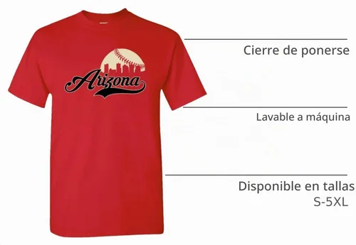 Vista 3 de Xtreme Apparrel Cityscape Skyline - Camiseta para hombre para fanáticos del béisbol Arizona - Camisa roja