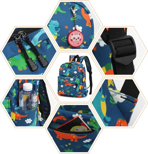 Vista 4 de Mochilas de lona lindas para niños, Azul oscuro, Mochilas de mochila