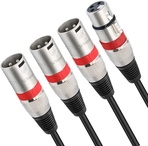 Vista 11 de Cable divisor XLR hembra a macho dual de 3 pines y cable de parche en Y para micrófono, adaptador de audio equilibrado (50CM)