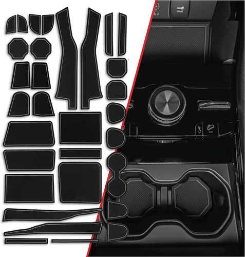 Vista 21 de Compatible con accesorios Jeep Compass 2018-2021 - Insertos de portavasos antideslizantes para interiores de alta calidad, antipolvo, tapetes
