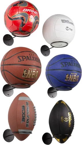 Vista 8 de Wallniture Palla Ball - Juego de 2 estantes de almacenamiento para montar en la pared, para pelotas de fútbol, voleibol, fútbol y baloncesto