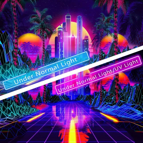 Vista 3 de TPMDFC Tapiz punk urbano con luz negra, reactivo a los rayos UV, decoración futurista japonesa de ciudad futurista, tamaño pequeño, 40 pulgadas, 30