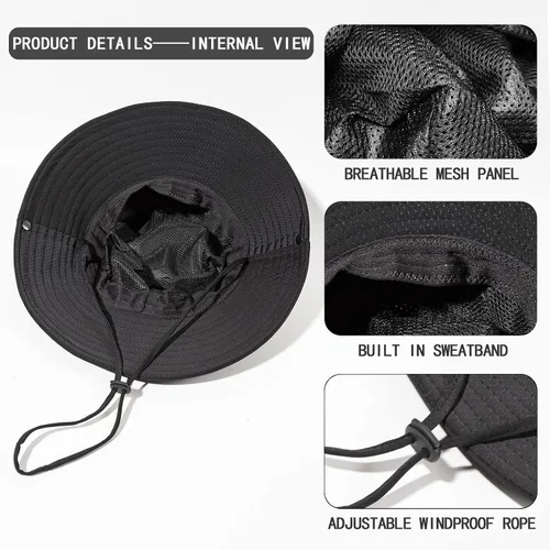 Vista 6 de Sombrero de sol para hombres y mujeres, protección UPF 50+ de ala ancha, sombrero Boonie para hombres y mujeres (20.8 pies a 23.2 pies)