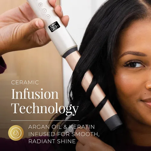 Vista 4 de Remington Shine Therapy - Varita rizadora, 1 pulgada, aceite de argán y queratina Argan Oil and Keratin infused, Straight Barrel for Loose Waves