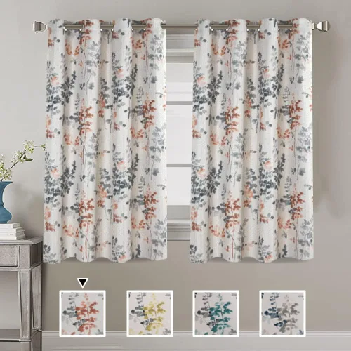 Vista 35 de H.VERSAILTEX Cortinas opacas de lino de 45 pulgadas de largo para dormitorio/sala de estar con aislamiento térmico con ojales, cortinas de lino