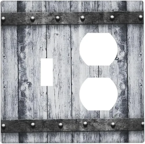 Vista 222 de Taupe Beige Marrón Gris Abstracto Arte 1-Banda Interruptor de Luz Doble de Recepción Placa de Pared Toma Cubiertas Eléctricas Decorativas Modernas