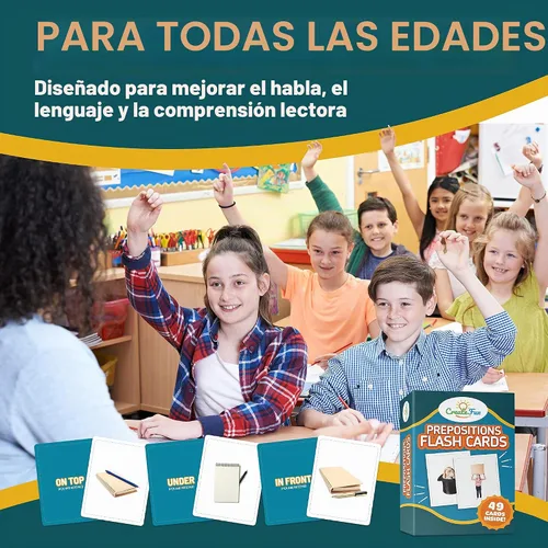 Vista 6 de CreateFun 49 tarjetas flash de preposición para niños, escuela, adultos