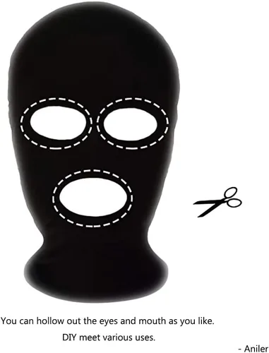 Vista 2 de Aniler Máscara unisex de elastano de cobertura completa para Halloween, máscara de cara completa para disfraz de cosplay