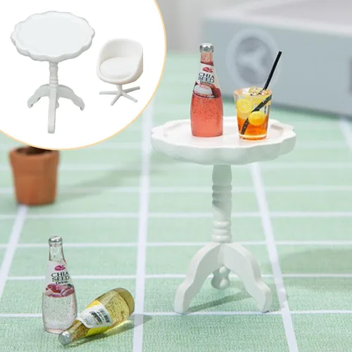 Vista 3 de Juego de sillones de estilo europeo clásico en miniatura a escala 1:25 para decoración de mini casa