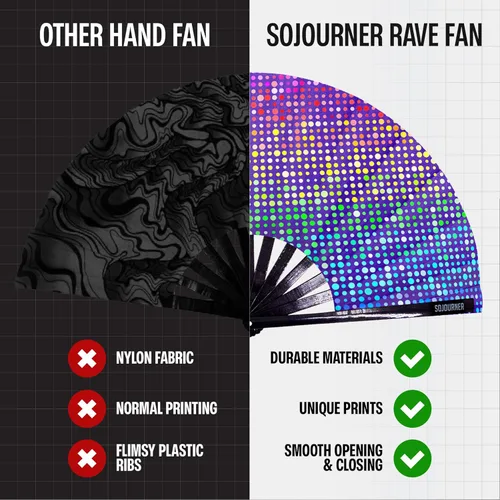 Vista 3 de SoJourner Bags Ventilador de rave Ventilador de festival Ventilador plegable grande para raves, Halloween, Burlesque, Drag Queen, trajes