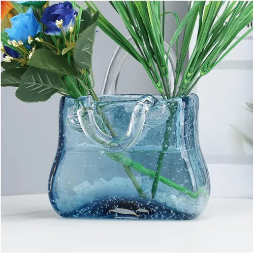 Vista 8 de Purse Vase for Flowers, Multifunctional Flower Vase Shopping Bag Vase Glass Pocketbook Vase, for Floral Arrangement Centerpiece Home