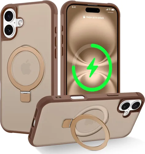 Vista 65 de CHAOFEnG Funda magnética compatible con iPhone 11 con soporte, prueba de caídas de grado militar, compatible con imán, anillo translúcido, parte