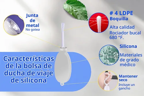 Vista 3 de Bolsa compacta de silicona para ducha, color blanco, 24 onzas líquidas
