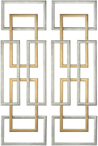Vista 4 de Uttermost Aerin 50 3/4" H - Juego de arte geométrico de pared de metal (2 unidades)