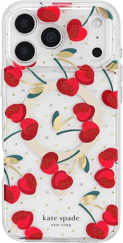 Vista 16 de Kate Spade New York Funda para iPhone 17 Pro Max, compatible con MagSafe, funda de diseño para teléfono, diseño de gemas azules de cama de flores