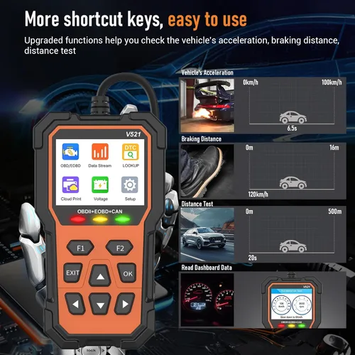 Vista 4 de Herramienta de diagnóstico escáner OBD2, escáneres OBD2 profesionales para coche, lector de código de motor con luz de comprobación y función