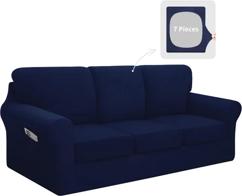 Vista 14 de Easy-Going - Funda elástica para sofá (7 piezas), tamaño XL, color negro Juego de funda de sofá lavable para 3 cojines de respaldo y asiento