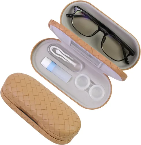 Vista 20 de Estuche 2 en 1 para Lentes de Contacto y Anteojos para Mujeres, Hombres y Niños, Estuche Duro Portátil de Doble Cara para Anteojos de Viaje