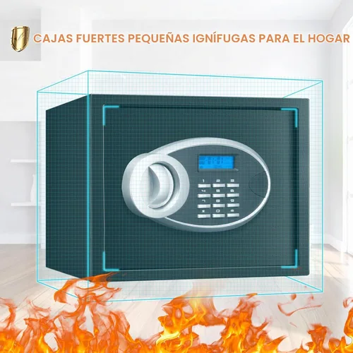 Vista 2 de Caja de seguridad de 1.2 pies cúbicos ignífuga e impermeable para el hogar, cajas de seguridad a prueba de fuego con teclado digital, llaves