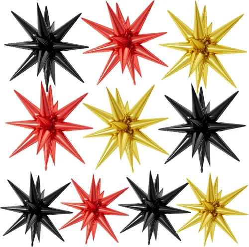 Vista 22 de Globos de papel de aluminio color beige crema, 10 globos grandes de 22 pulgadas de explosión de estrella de cono de café beige crema