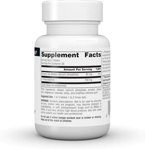 Vista 3 de Source Naturals DLPA DL-fenilalanina, 375 mg - 60 Tabletas