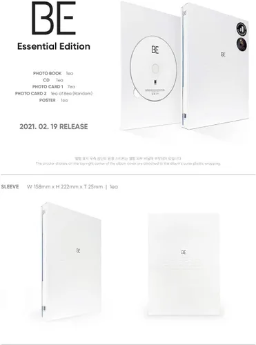 Vista 2 de Big Hit Entertainment BTS Bangtan Boys - BE (edición esencial) álbum+póster plegado+juego de tarjetas fotográficas adicionales