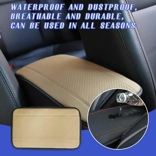 Vista 6 de Ziciner Almohadilla de cuero para reposabrazos de consola central de automóvil, protector impermeable de PU para caja de asiento de automóvil