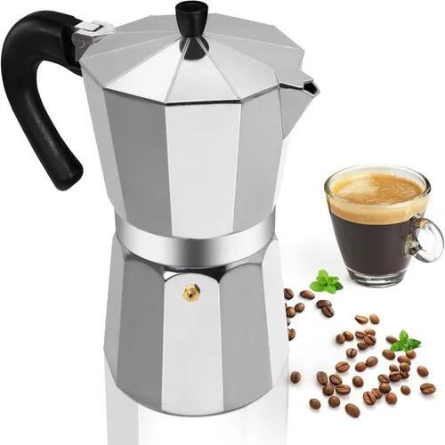 Vista 11 de Cafetera Moka Pot Express de Aluminio de 3 Tazas 150ml (5.1 fl oz), Cafetera de Espresso para Estufa, Cafetera Colorida Estilo Clásico Italiano