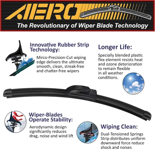 Vista 3 de AERO Voyager Limpiaparabrisas prémium de 13 + 13 pulgadas, repuesto para Jeep Wrangler TJ 2006-1996 y más, alta calidad para todas las estaciones