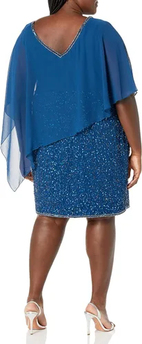 Vista 2 de J Kara Vestido corto de cóctel con cuello en V para mujer