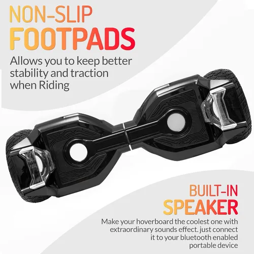 Vista 4 de 8.5” All Terrain Hover Board, Off Road Self Balancing Scooter with Bluetooth and LED Lights, UL2272 Safety Certified