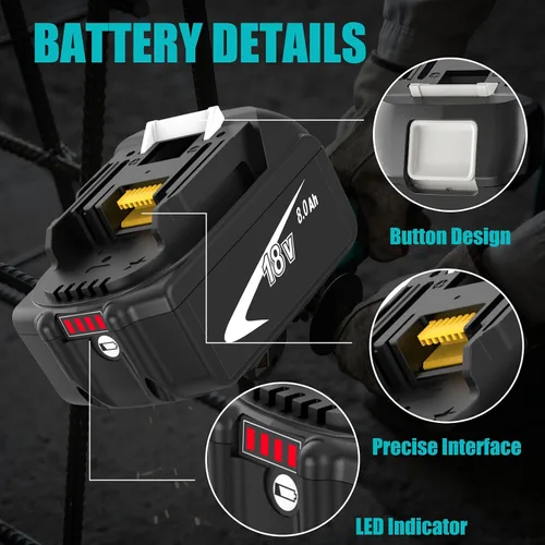 Vista 3 de Paquete de 2 piezas de repuesto de alta capacidad de 8000 mAh para batería
