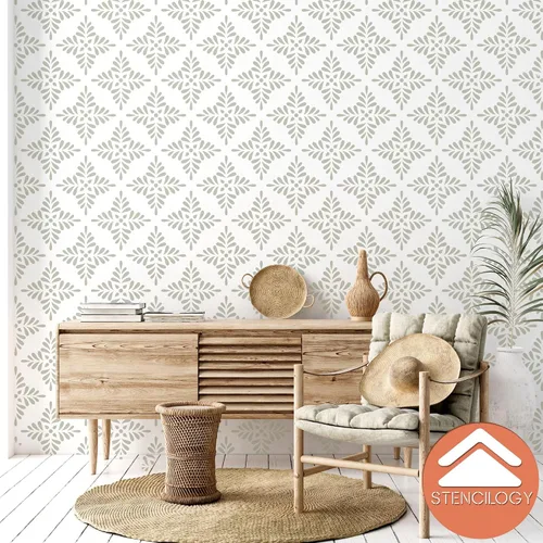 Vista 3 de STENCILOGY® / Pechora - Plantilla de pared XL de 23 "x 33", Plantillas de pared grandes para pintura, Plantillas para paredes, Plantilla de pared