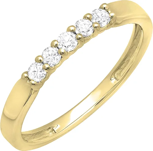 Vista 162 de Dazzlingrock Collection Anillo de boda redondo de 5 piedras preciosas o diamantes para mujer en oro macizo de 10 K/14 K/18 K