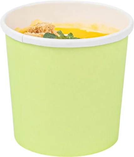 Vista 2 de Restaurantware - Bio Tek - Vasos de sopa desechables de 12 onzas, 25 tazas de sopa de papel para microondas - Las tapas ventiladas se venden por