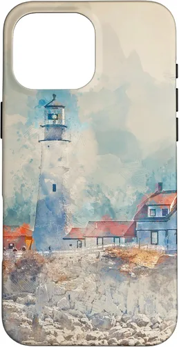 Vista 19 de iPhone 16 Artistic Lighthouse Painting Case
