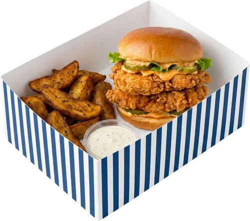 Vista 19 de Restaurantware Bio Tek - Bandejas de hamburguesas de 8.4 x 6 x 3.5 pulgadas, 100 bandejas de papel desechables para alimentos, bandejas de papel