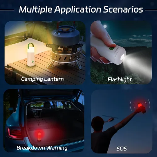 Vista 2 de Linterna de campamento, linterna recargable de 350 horas de tiempo de funcionamiento, linterna de 3200 mAh con 4 modos, luz impermeable para tienda