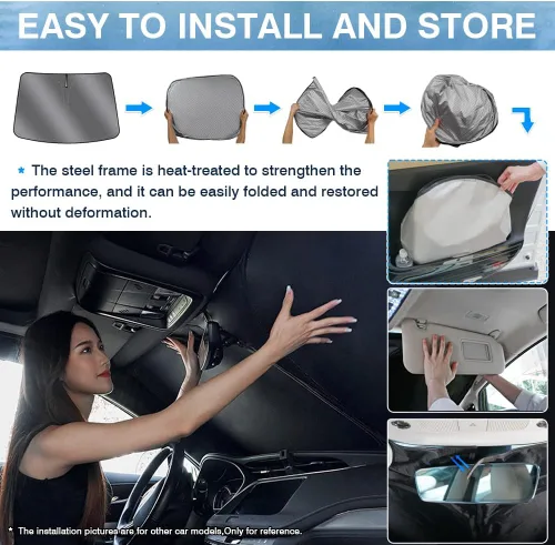 Vista 6 de Karltys Parasol para parabrisas delantero para Honda Civic 2016-2021, Cubierta de parasol de ventana plegable con ajuste personalizado para Civic