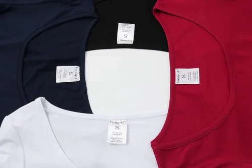 Vista 6 de Formeet17 4 piezas de camisetas cortas básicas con cuello redondo y manga casquillo para mujer
