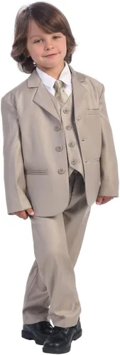 Vista 2 de Traje caqui de 5 piezas con camisa, chaleco y corbata