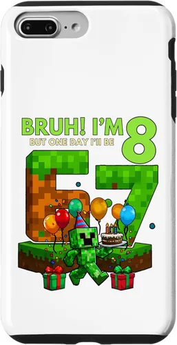 Vista 12 de Bruh I'm 8 But One-Day I'll Be 67 Retro 8th Birthday Kids Case for iPhone 17