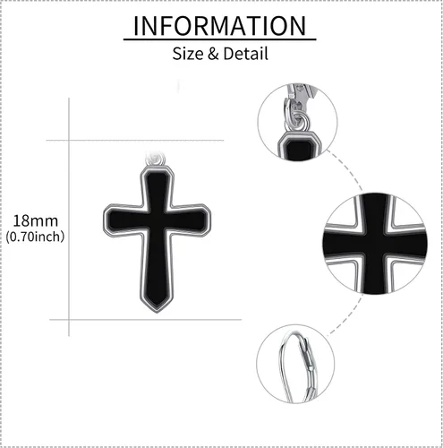 Vista 5 de Aretes de cruz de plata de ley 925 con cruz colgantes, regalos para mujer