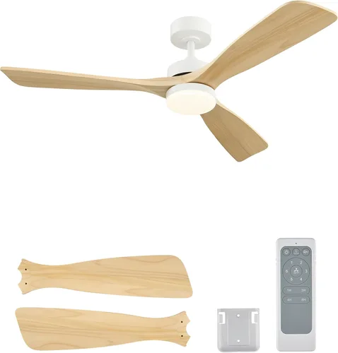 Vista 14 de VONLUCE Ventilador de techo de madera con luces de 52 pulgadas, gris